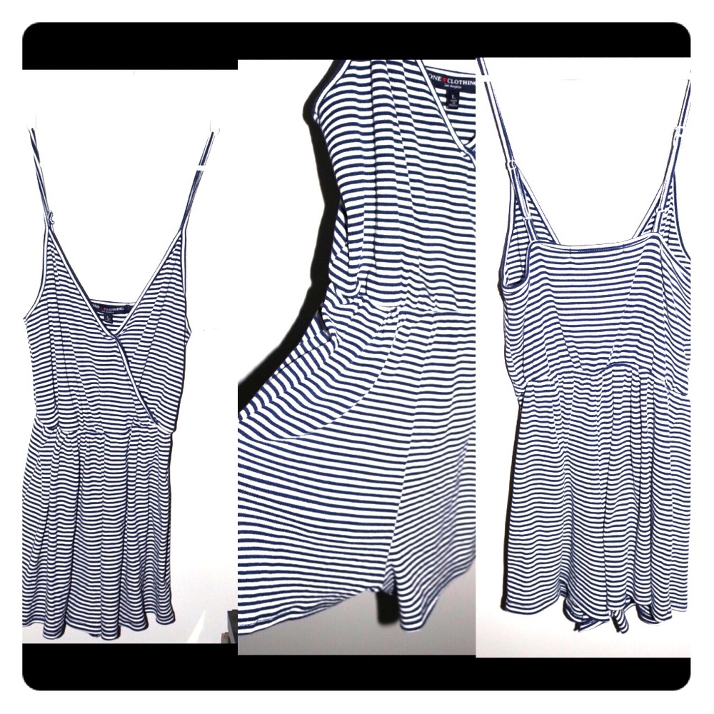 Navy and white romper
